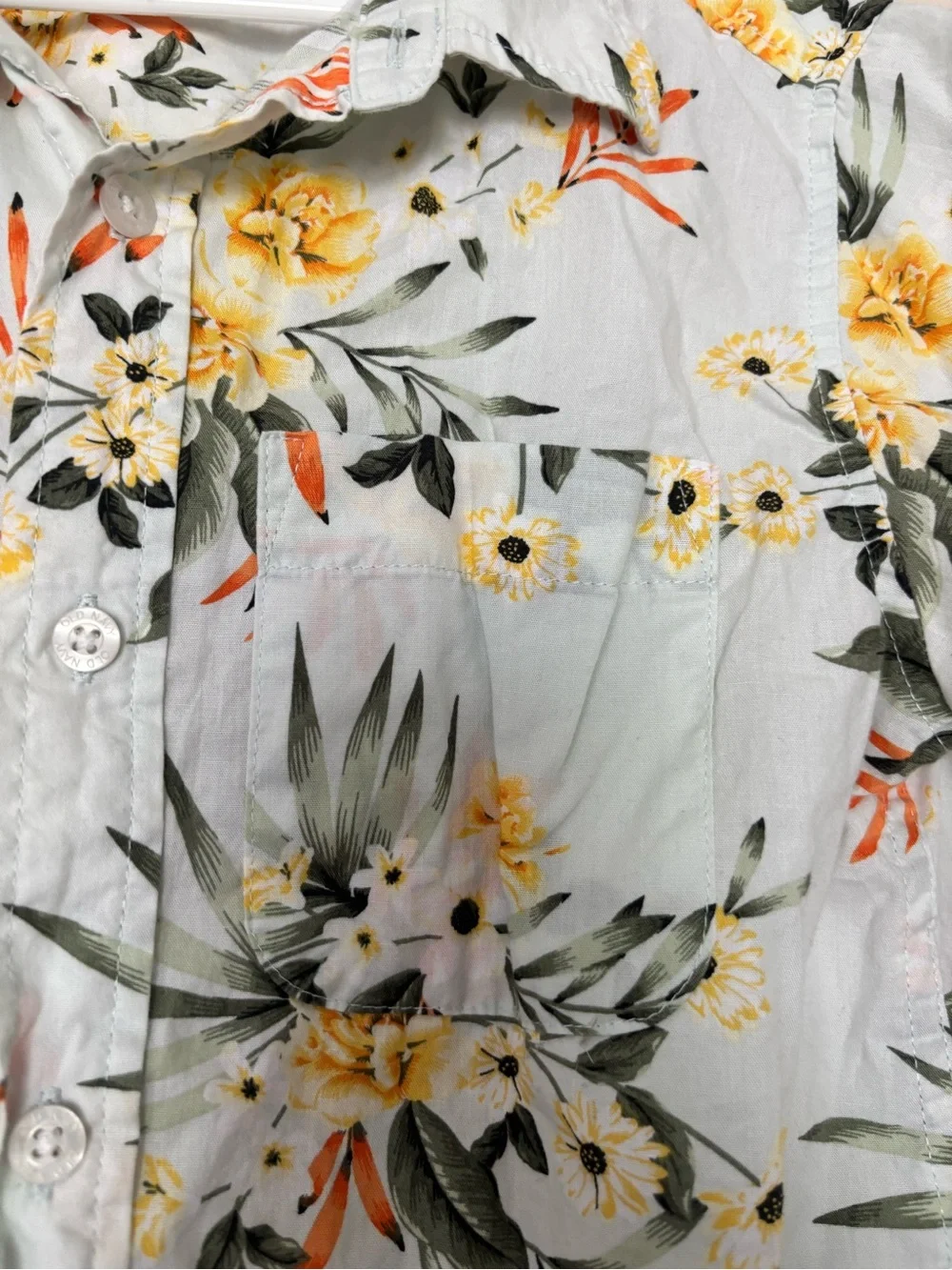 Old Navy Boys Light Blue Tropical Floral Short-Sleeve Shirt